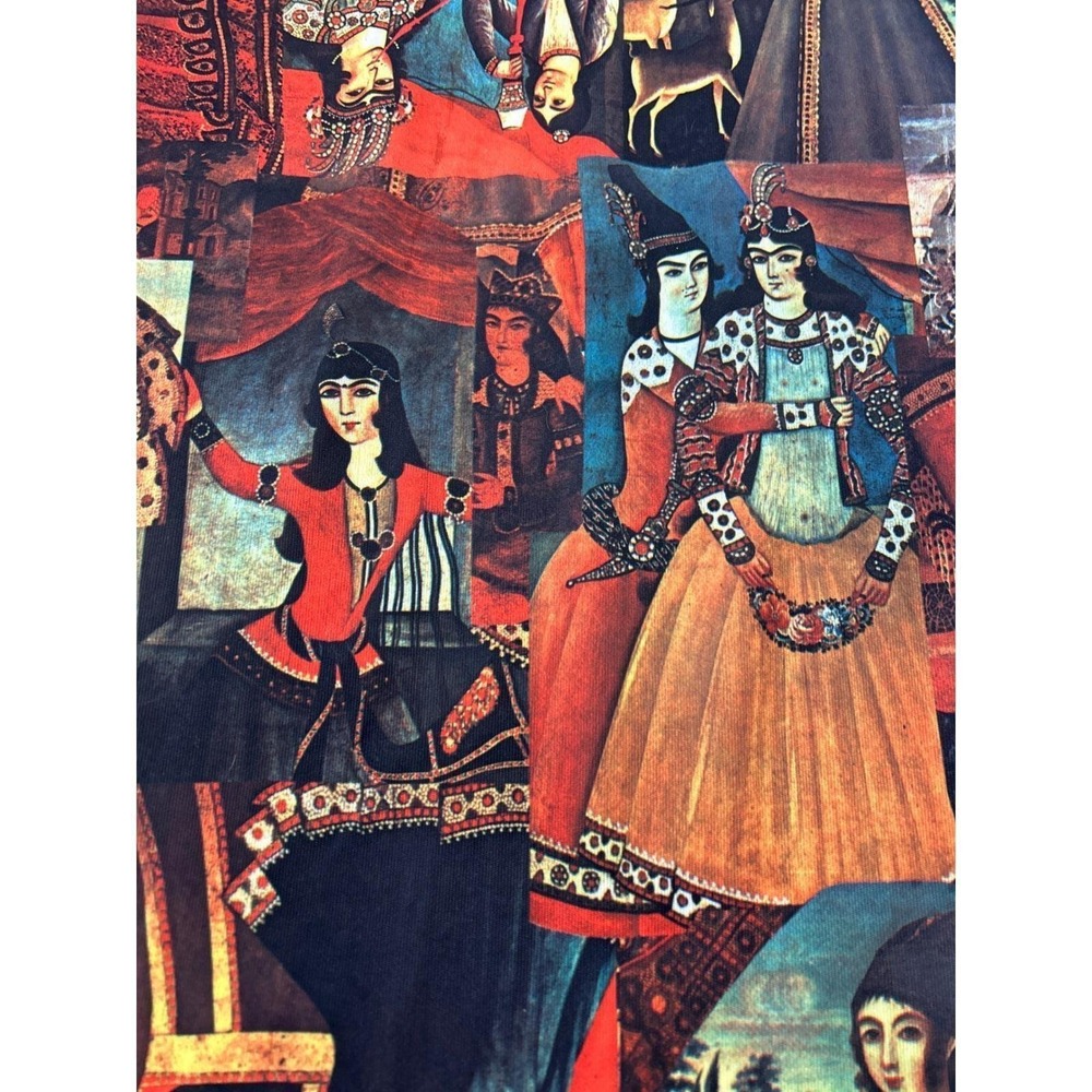Vintage 70s Persian Art novelty Print Maxi Dress Graphic print S 8 - Picture 7 of 9